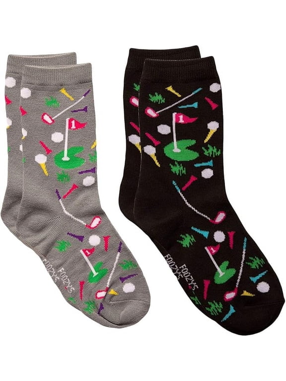 Womens Crew Socks | Fun Cool Sports Themed Fashion Novelty Socks | 2 Pair (Golf)