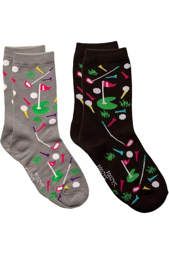 Womens Crew Socks | Fun Cool Sports Themed Fashion Novelty Socks | 2 Pair (Golf)
