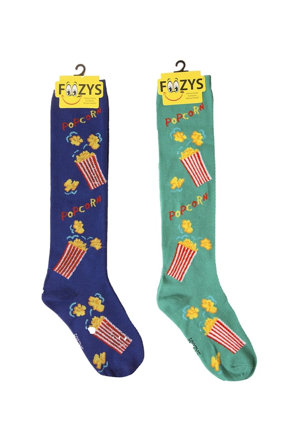 Womens Novelty Knee High Socks | Popcorn Mini-Buckets Themed Fashion Novelty Socks | 2 Pairs Included