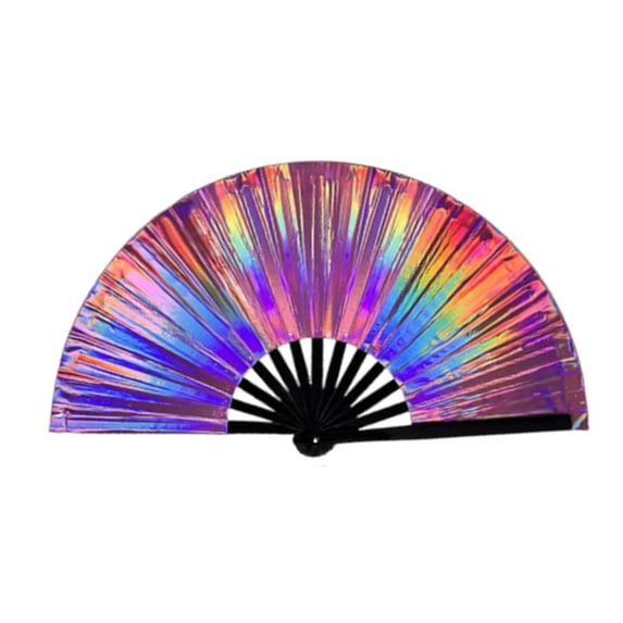 Foqnuq 10 Inch Colorful Stripe Kung Fu Dance Fan Lightweight Stylish Bamboo Fan Stage Props for Party Music Festival Performance