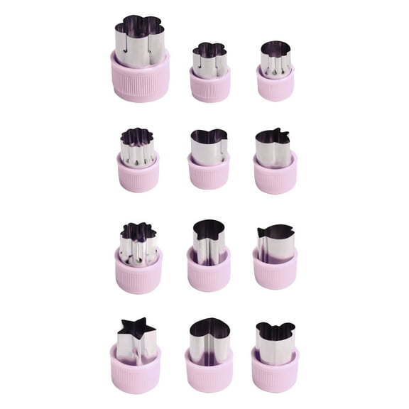 Foqnuq 12-Piece Stainless Steel Biscuit Cutters Set, Decorative Vegetable & Fruit Shaped Knives, Kitchen Carving Tools for Baking & Food Presentation