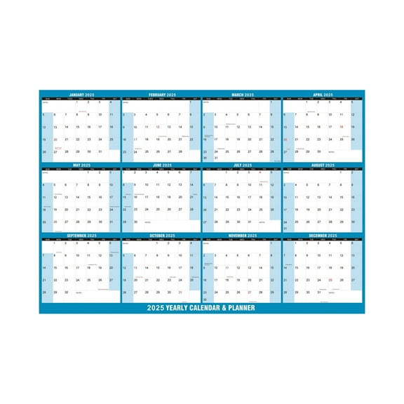 Foqnuq 2025 Double Sided Erasable Wall Calendar - 32x48 Inches, Adhesive Mount, Foldable, Easy Install, Perfect for Yearly Planning