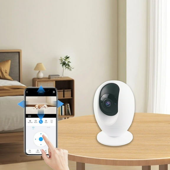 Foqnuq 360 Degree Wireless Security Camera 2K Resolution Panoramic Rotation WIFI Connection Voice Intercom for Home Monitoring and Surveillance