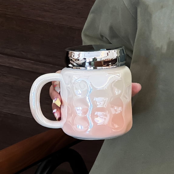 Foqnuq 450ml Ceramic Mug, Candy Pearl Quality Coffee Cup, Office Home Water Cup, High-End Handle Design, Multicolor
