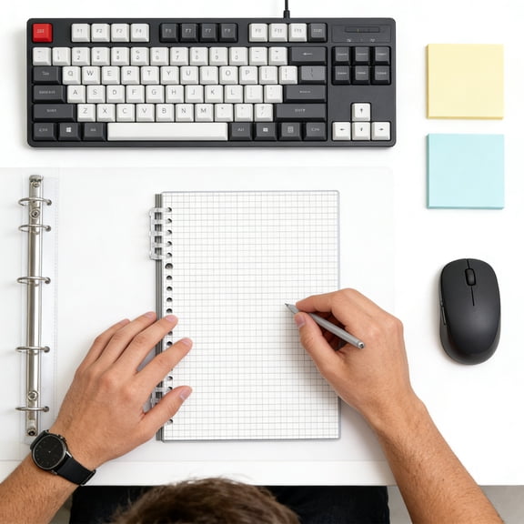 Foqnuq A5 Detachable Ring Binder Notebook, Transparent Cover Notebook, Note Pad with Network Lines, Flexible Page Management, Writing Notebook for Office and Study Usage