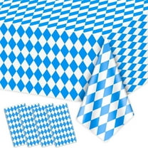 Foqnuq Blue Checkered Beer Festival Tablecloth | Disposable PE Plastic Table Cover | 137x274cm | Oktoberfest Party Decoration | Hygienic & Easy Clean