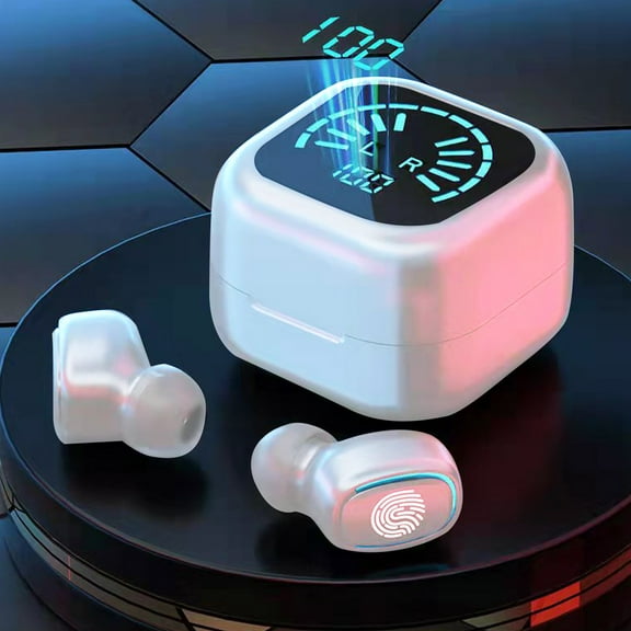 Foqnuq Bluetooth Wireless Earbuds Mini Headphones with LED Power Display, Noise Cancelling, Touch Control, Ideal for Sports and Exercise