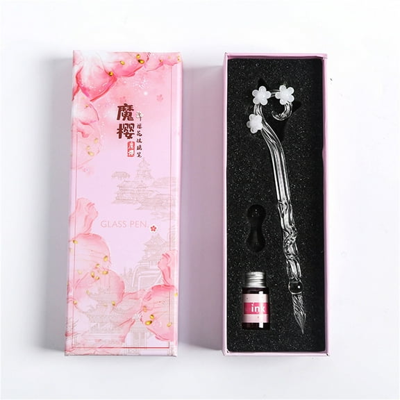 Foqnuq Calligraphy Glass Dip Pen Ink Set High-Quality 5ml Ink Elegant Design for Writing, Drawing, and Decorating Desks Perfect Gift Idea