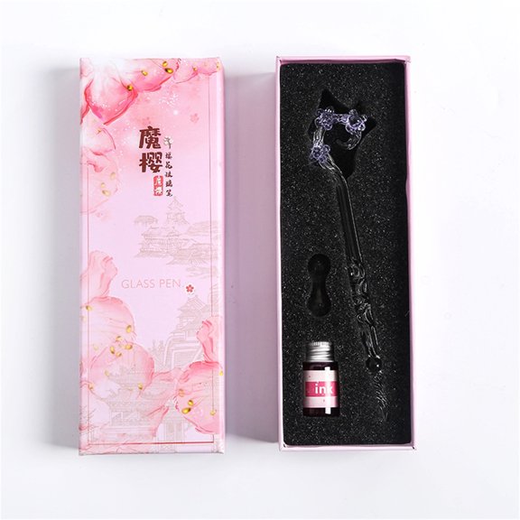 Foqnuq Calligraphy Glass Dip Pen Ink Set High-Quality 5ml Ink Elegant Design for Writing, Drawing, and Decorating Desks Perfect Gift Idea