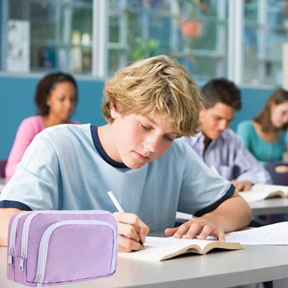Foqnuq Capacious Pencil Case Makeup Pouch Multi-Function Nylon Storage Bag Large Capacity Zipper Organizer for Office and Travel