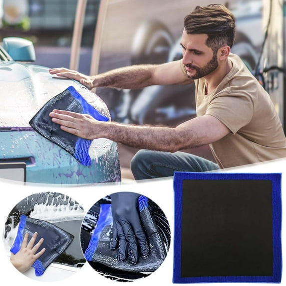 Foqnuq Car Cleaning Cloth Stain Remover Microfiber Wash Rag Mud Removal Gloves Durable Soft Texture for Effective Car Wash and Detailing