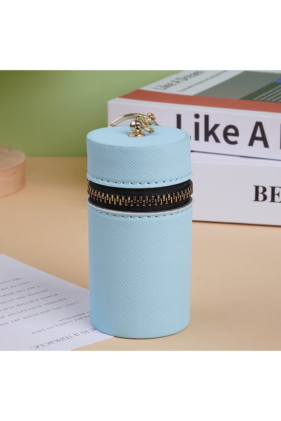 Cylindrical Coin Wallet Portable Change Pouch Key Holder Earphone Case Solid Color Lipstick Organizer for Travel & Everyday Use