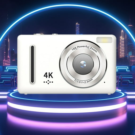 Foqnuq Digital Camera 18X Zoom CCD 1080P HD Photography 64MP Portable 2.4 Inch LCD Screen Rechargeable with Electronic Stabilization