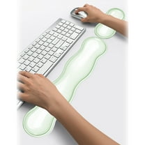 Foqnuq Ergonomic Keyboard Wrist Support and Mouse Wrist Rest Set, Soft Rubber, Clear/Green, for Comfortable Office Use and Gaming