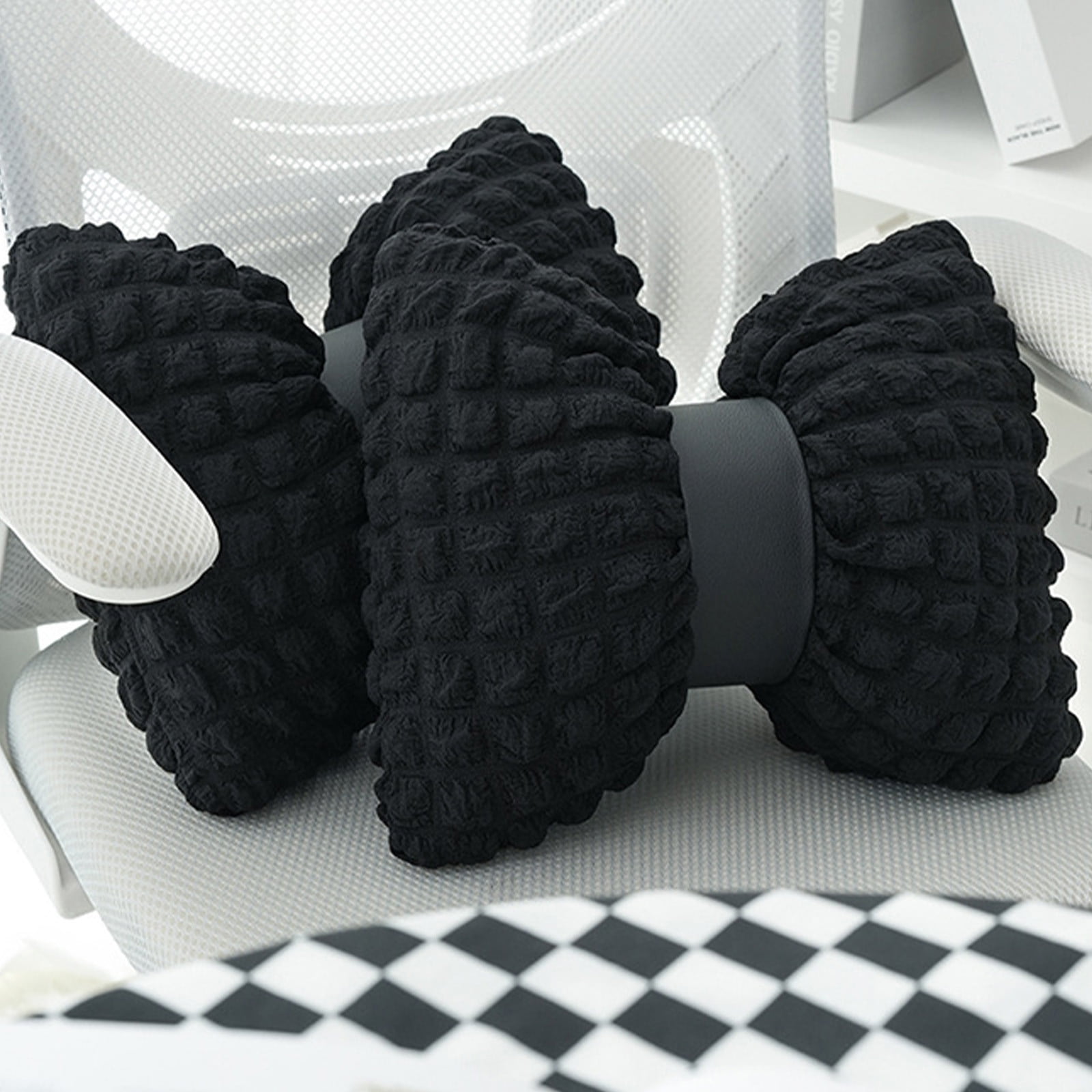 Foqnuq Faux Suede Fuzzy Pillow Cover with Bow Design for Sofa and