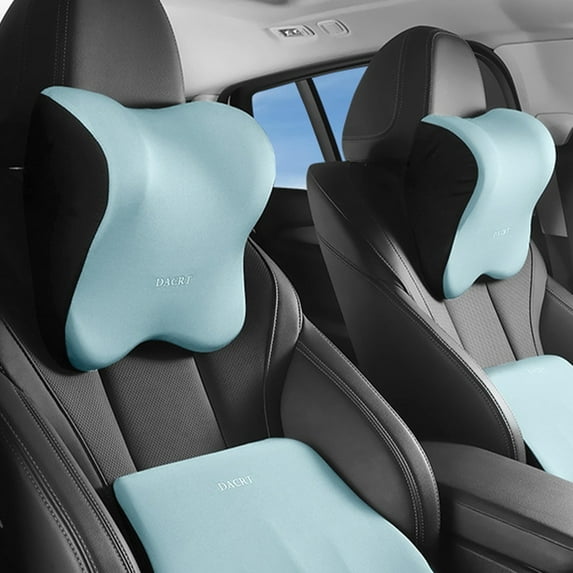 Foqnuq Foam Car Neck Pillow, Memory Foam Headrest Cushion, Breathable Lumbar Support, Travel Comfortable Seat Pillow for Stress Relief in Cars, Planes, and Trains