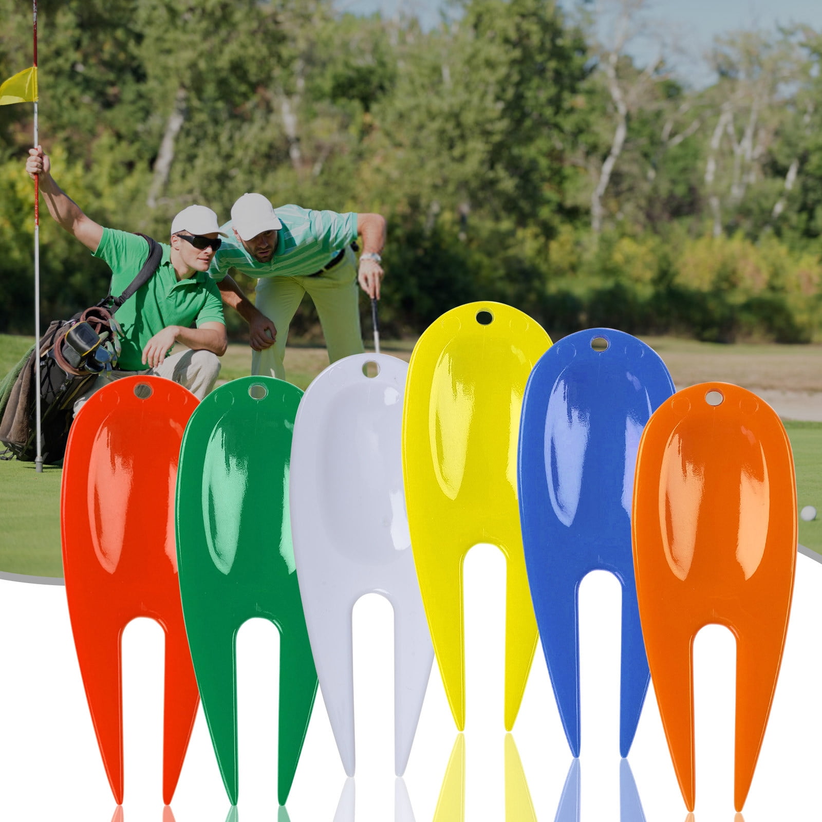 Foqnuq Golf Green Fork Repair Tool Plastic Green Repair Forks, 6 Colors (10 Pack) for Course