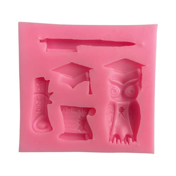 Foqnuq Graduation Cap Silicone Mold Set, Graduation Cake Decoration Molds, Flexible Baking Molds for Chocolate, Dessert, and Snack Making - 4 PCS