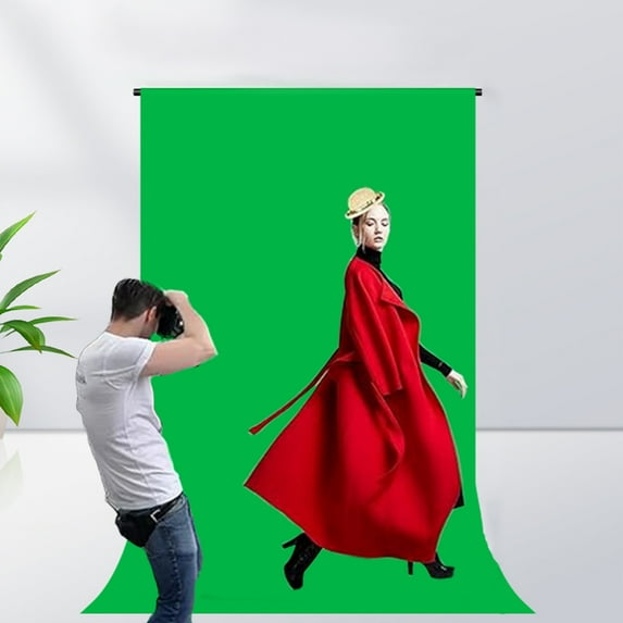 Foqnuq Green Screen Backdrop - Live Shooting Keying Curtain, Solid Color Background for Photography, Reusable Fabric, Easy to Install, Perfect for Portraits and Product Shoots
