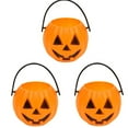 Foqnuq Halloween Decorative Pumpkin Pails Orange Plastic Buckets with