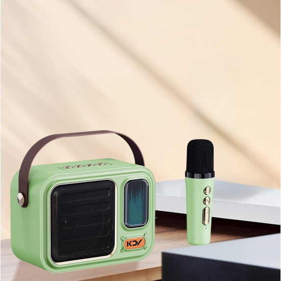 Foqnuq Handheld Bluetooth Karaoke Speaker Mini Microphone 1500mAh Portable Sound System with DSP Reverb for Outdoor Singing Parties
