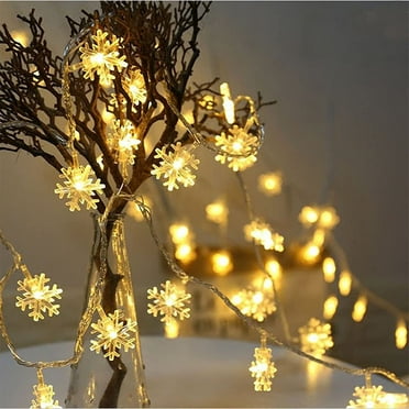Foqnuq LED Snowflake String Lights, Warm White Party Decor, Christmas Ornament, Indoor/Outdoor Use