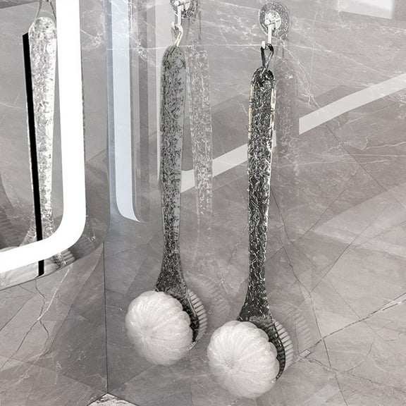 Foqnuq Long Handled Bath Brush, Bath Back Cleaner, Body Exfoliator, Soft & Firm Bristles, Shower Tool for Wet & Dry Brushing, Ideal for Personal Care