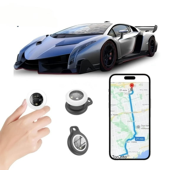 Foqnuq Mini GPS Tracker for Pets and Cars | Waterproof Tracking Device | No Monthly Fees | Clear Front Cover | Real-Time Location Finder