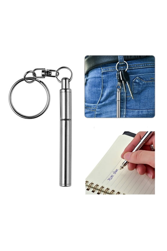 Mini Metal Key Ring Telescopic Pen Stainless Steel 3ml Portable Ballpoint Keychain Tool for Everyday Use