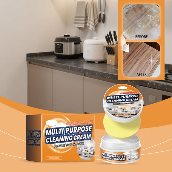 Foqnuq Multi-Purpose Cleaning Paste - Cleaning Cream & Stain Remover, Multi-Surface Cleaner for Leather, Furniture, Appliances, 100g w/Sponge