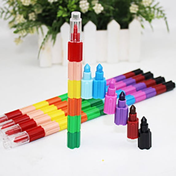 Foqnuq Multicolor Non-Sharpening Writing Pencils Set | Stackable Creative Tool for Drawing, Crafting & Fun Activities | 4 Piece Colorful Pencil Set