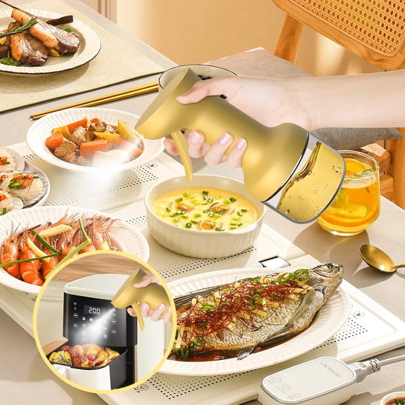 Foqnuq Oil Spray Bottle Glass Kitchen Tool 280ml Food Grade Leak Proof Oil Atomizer for Cooking and Grilling Non-Hanging Design