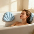 thumbnail image 1 of Foqnuq Pack of 2 Inflatable Seashell Bath Pillows, Spa Headrest & Bathtub Neck Support with 2 Strong Suction Cups, PVC, White Blue Pink - Portable, 1 of 6