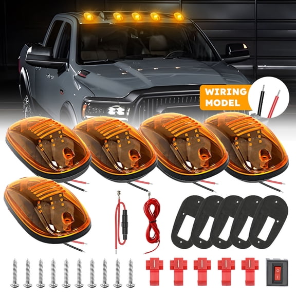 Foqnuq Pickup Truck Roof Light 9LED Cab Marking Lamp Waterproof Easy Install Suitable for Trucks SUVs RVs Trailers Set of 5