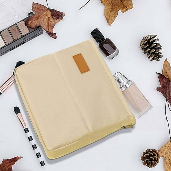 Foqnuq Portable Standing Makeup Bag Large Capacity with Smart Partitioning for Travel and Daily Use, Lightweight Zipper Closure for Easy Carrying