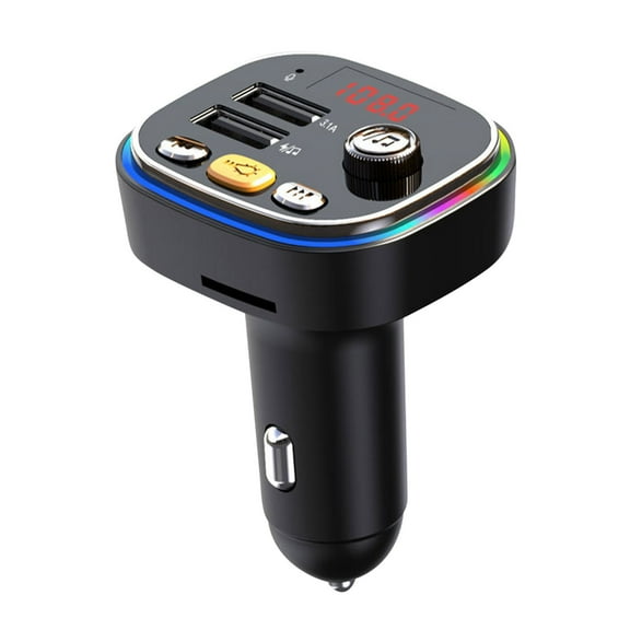 Foqnuq QC3.0 Fast USB Car Charger, Wireless Bluetooth FM Transmitter, Hands-Free Calling, MP3 Player with Dual USB Ports for 12V/24V Vehicles