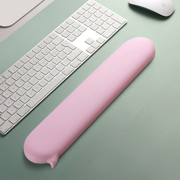 Foqnuq Soft Rubber Keyboard Wrist Support Pad Ergonomic Hand Grip Protection for Comfortable Typing and Gaming, Blue, Pink, White, Gray
