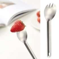 Foqnuq Stainless Steel Camping Spoon Fork Set Long-Handled Extra Long Coffee Stirrer Durable Portable Utensils for Outdoor Cooking