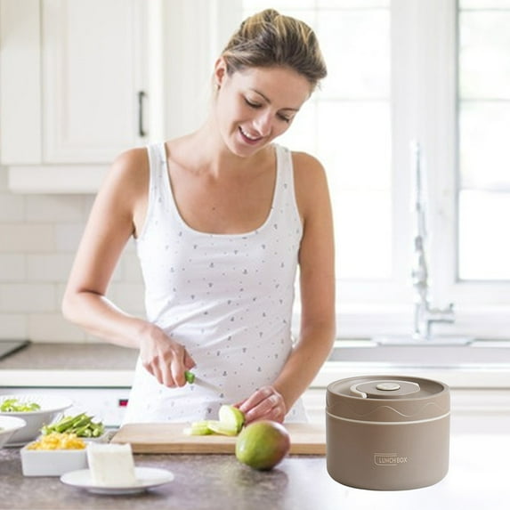 Foqnuq Stainless Steel Insulated Lunch Box Bento Box | Double Cover Soup Bowl | Leak-Proof Thermal Container | Microwave Safe | Food Grade 600ML