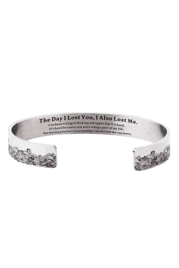 Stainless Steel Memorial Bracelet for Wife, Elegant Engraved Cuff, Adjustable Open Design, Unisex Commemorative Jewelry for Weddings & Anniversaries