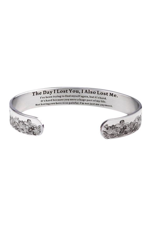 Stainless Steel Memorial Bracelet for Wife, Elegant Engraved Cuff, Adjustable Open Design, Unisex Commemorative Jewelry for Weddings & Anniversaries