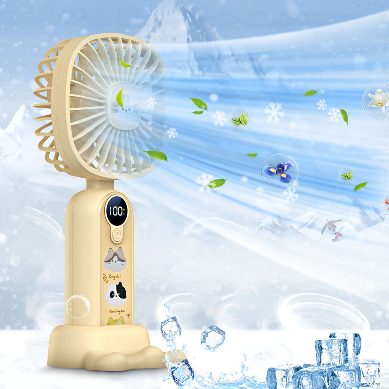 Foqnuq T110 Portable Small Fan, Mini Desktop Fan, Rechargeable Battery