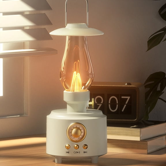 Foqnuq Vintage Kerosene Lamp Bluetooth Speaker, Retro FM Radio, Wireless Night Light Audio, Portable Bluetooth Music Player, Outdoor Lighting Solution, Convenient for Camping and Travel