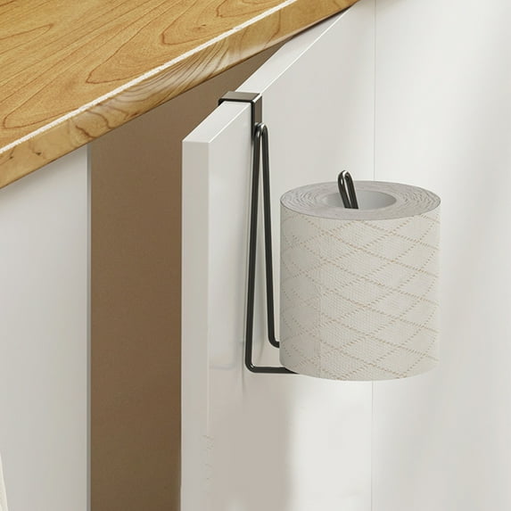 Foqnuq Wall Mounted Toilet Tissue Holder, Wrought Iron Paper Towel Rack, Non-Perforated Bathroom Organizer, Sturdy Cabinet Door Hook for Towels & Rags