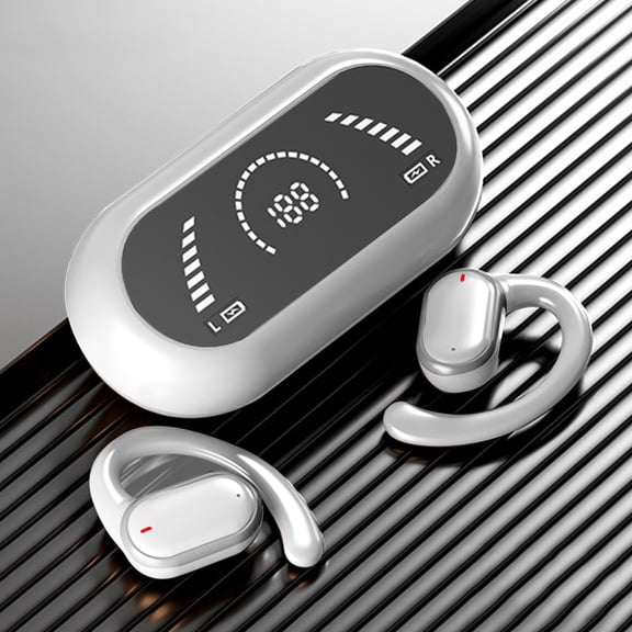 Foqnuq Wireless Bluetooth Earphones Non-In-Ear Design with Digital Display, Bluetooth 5.3, Long Battery Life, Ergonomic Comfort, HiFi Sound Quality