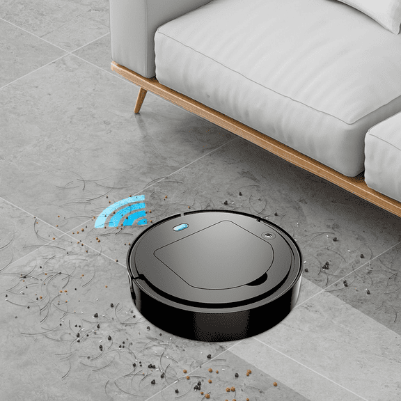 Foqnuq Wireless Smart Sweeping Robot Vacuum Cleaner 5-in-1 with Mopping, Automatic Navigation, Obstacle Avoidance for Home Cleaning (Black)