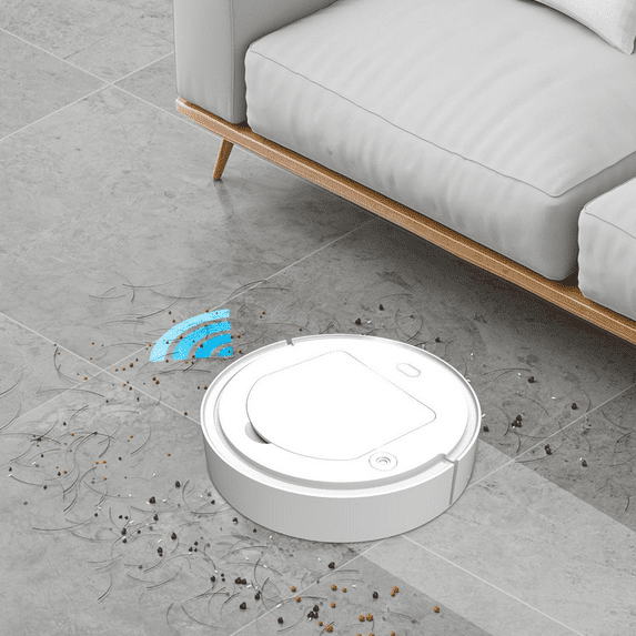 Foqnuq Wireless Smart Sweeping Robot Vacuum Cleaner 5-in-1 with Mopping, Automatic Navigation, Obstacle Avoidance for Home Cleaning (White)