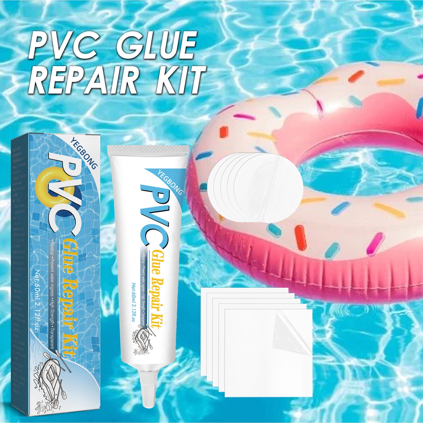 Foqnuq YEGBONG PVC Repair Kit for Inflatables Pool, Hot Tub & Spa
