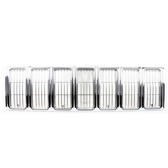 For 00-01 Cherokee Front Grill Grille Assembly Chrome Shell Black Insert Plastic