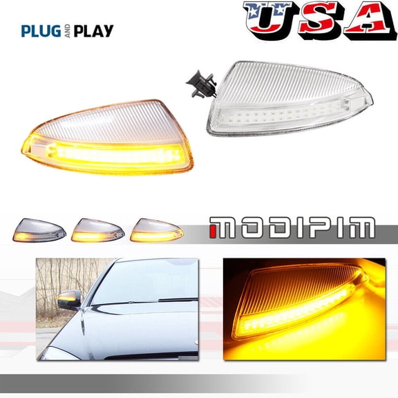 Transparent with amber LED sequential side mirror lights for Mercedes Benz W204 S204 W639-